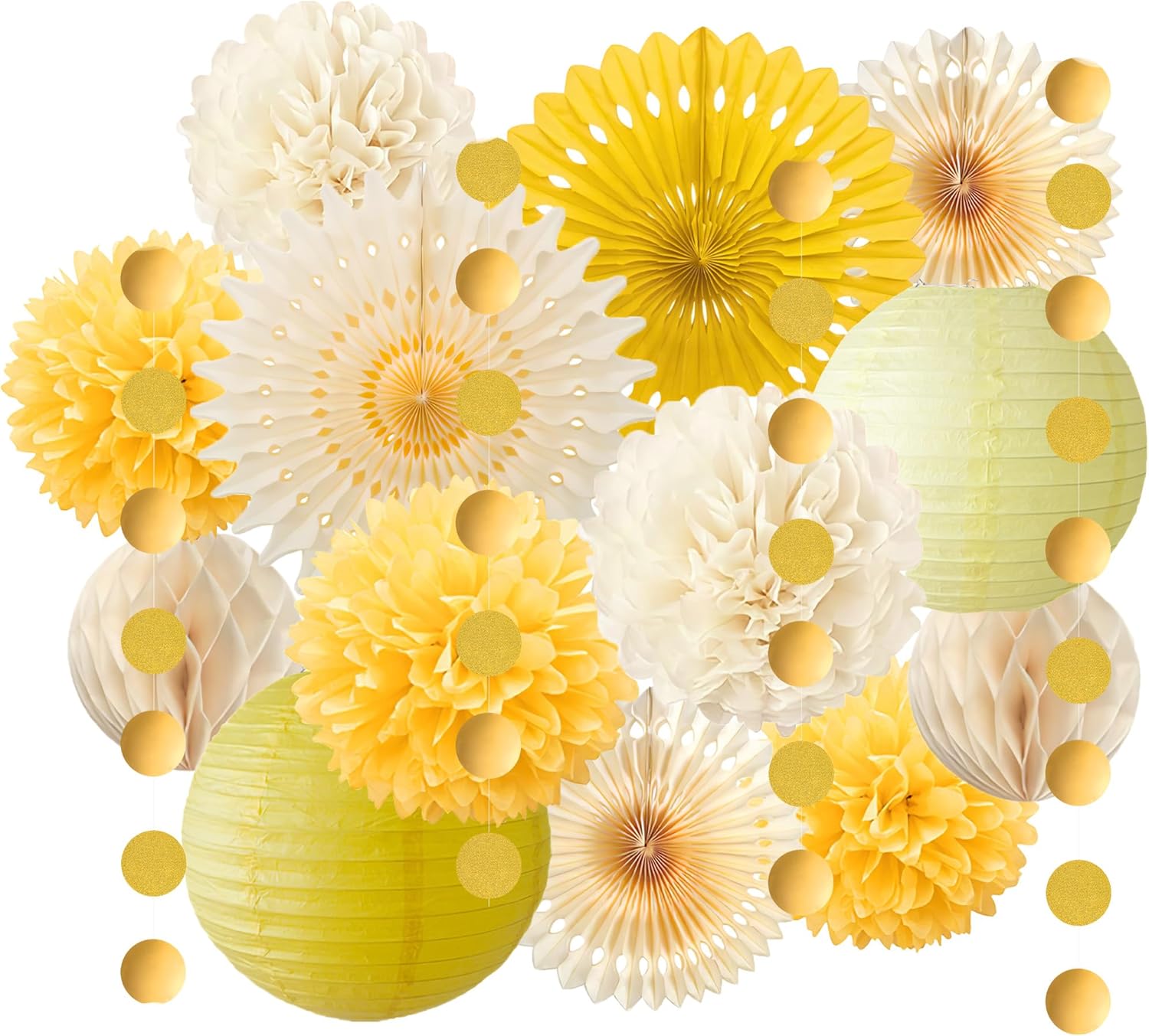 Baby Products Moisturizer - Decorações de festa amarelas, leques de