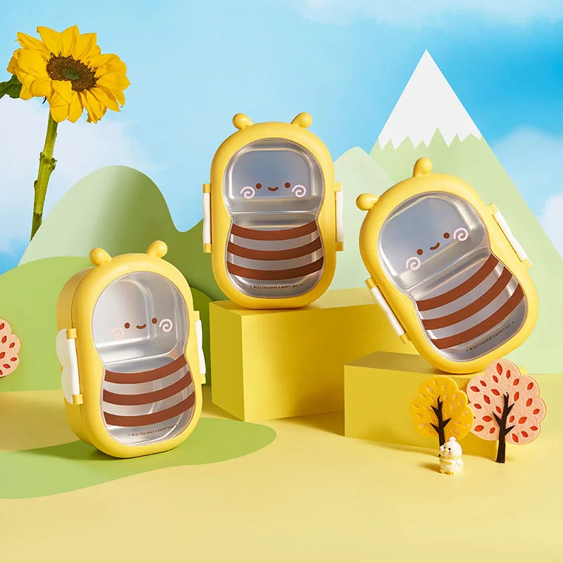 Baby Food Storage Jar - Lancheira portátil para estudante, Cute Bee