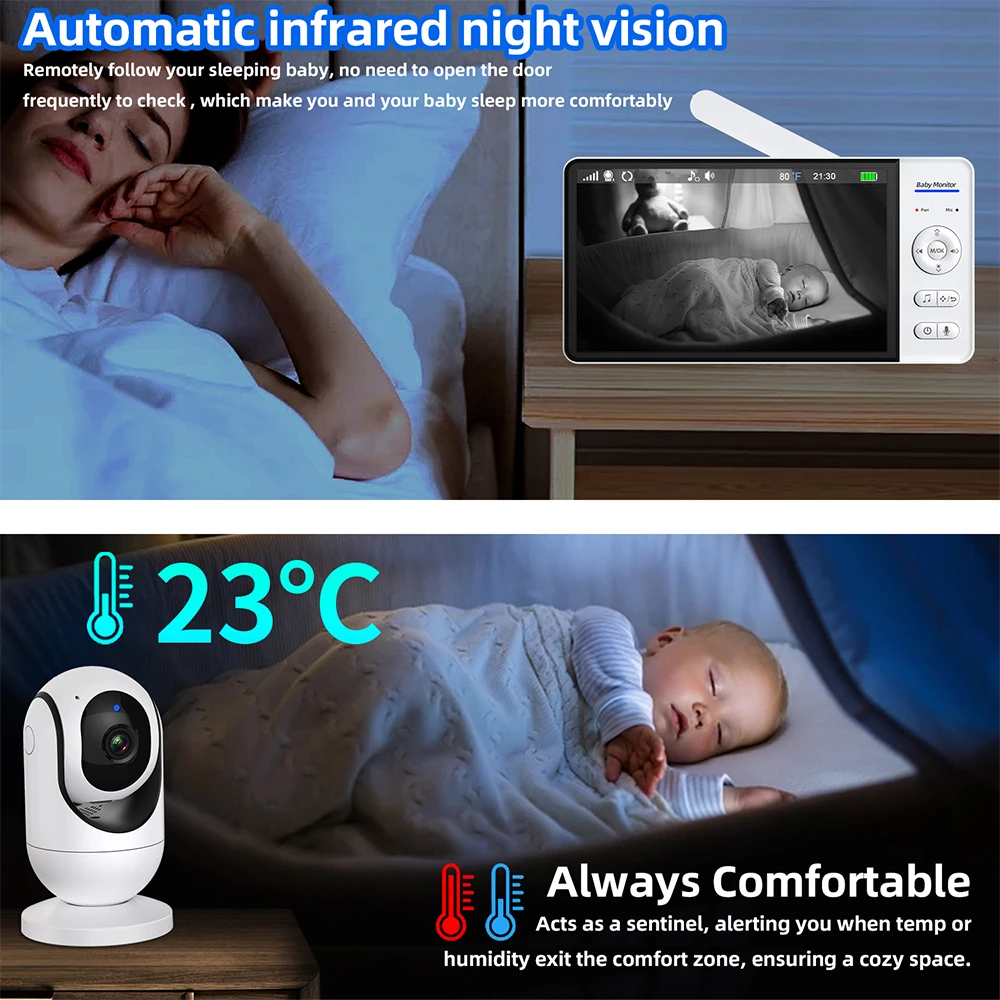 Nenhum wi fi 7 Polegada monito - Baby Monitor Sensor avaliação e preço