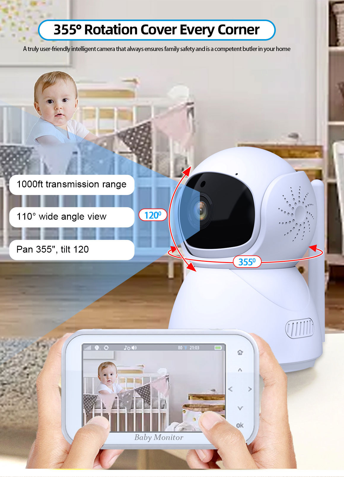 Monitor de Bebê Sem Fio PTZ 72 - Wireless Baby Monitor avaliação e preço