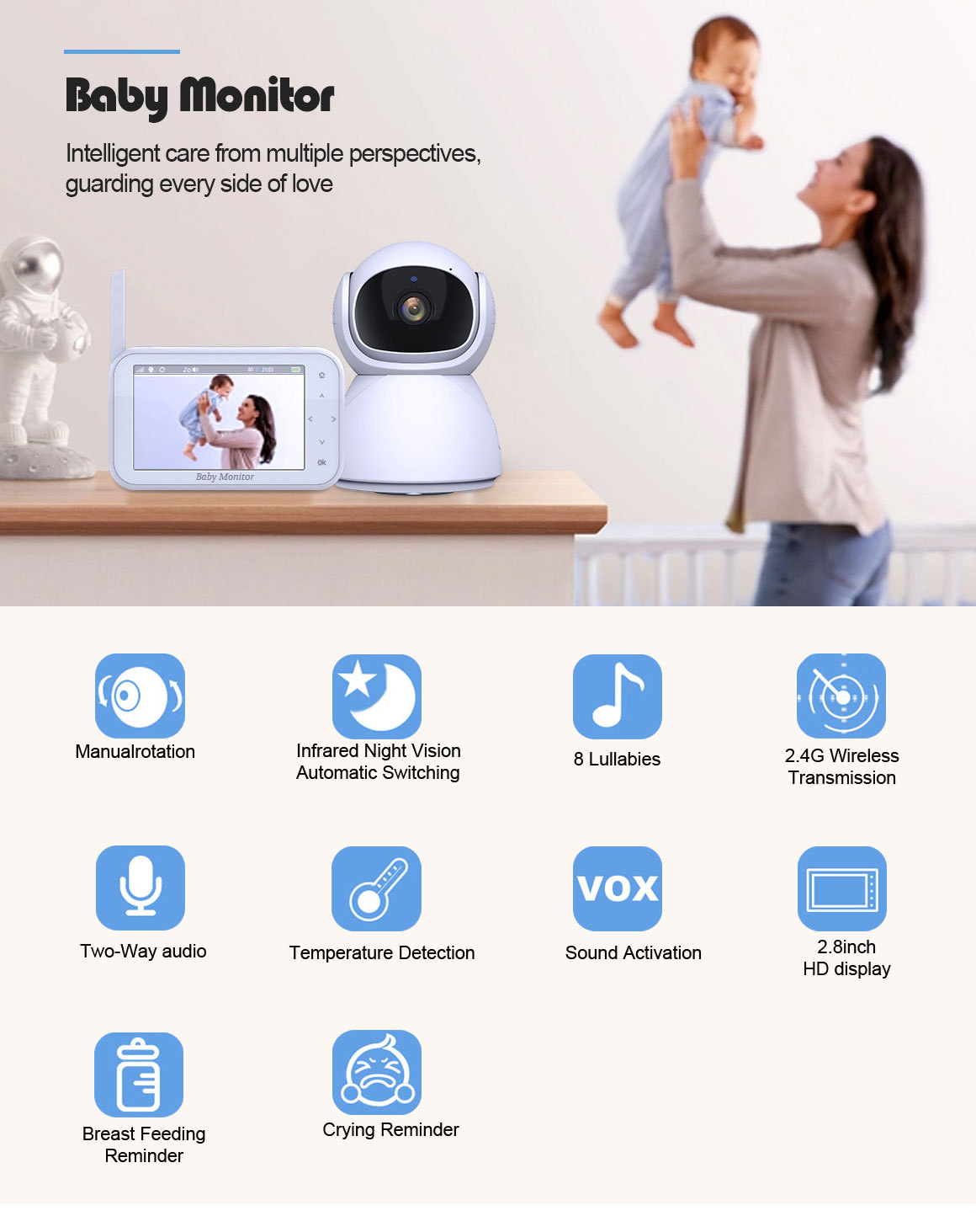 Monitor de Bebê Sem Fio PTZ 72 - Wireless Baby Monitor avaliação e preço